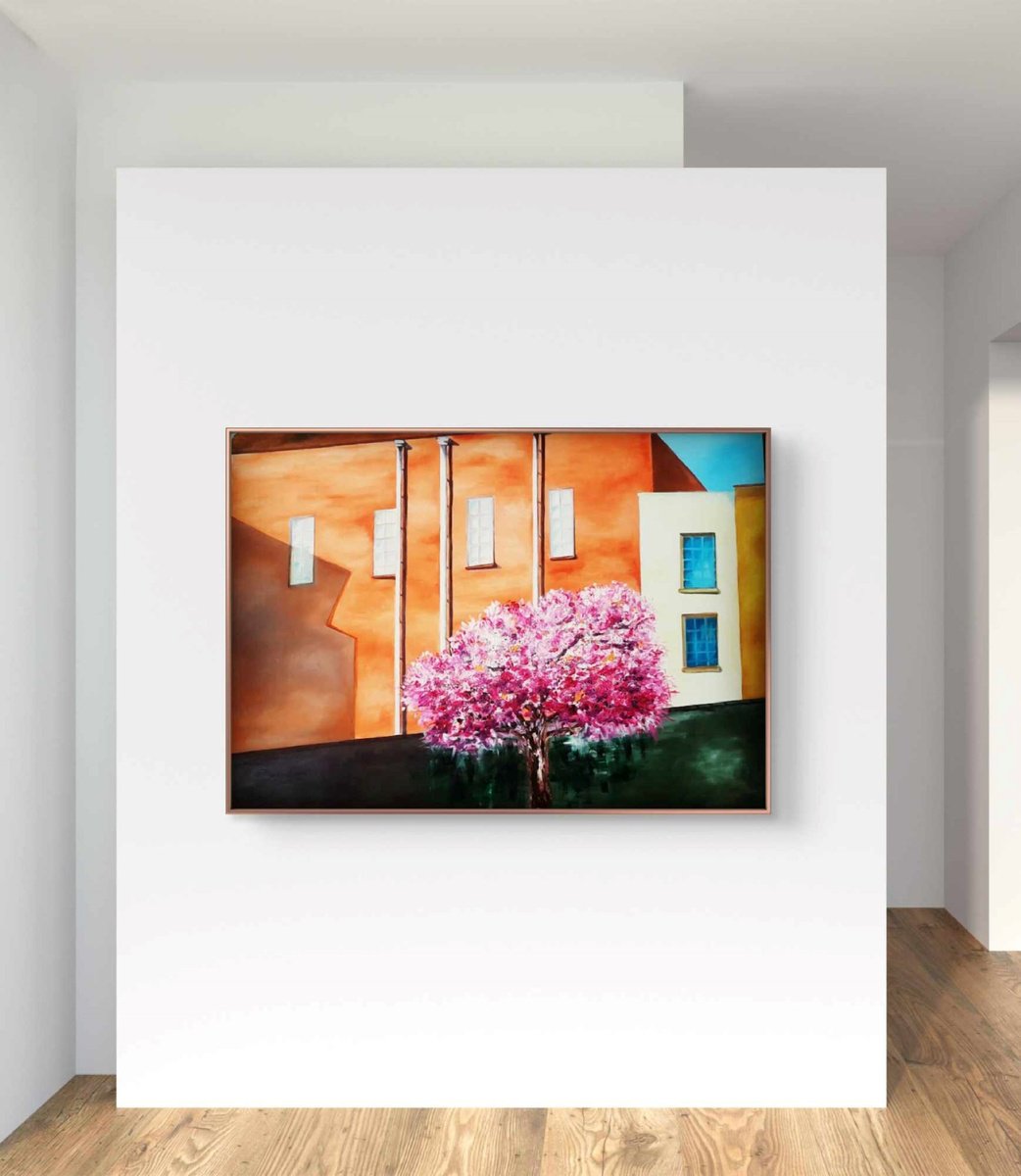 Impressionistic Cityscapes Oil Painting By Marian Gorin, 35 X 26", Eblana, Original Artwork