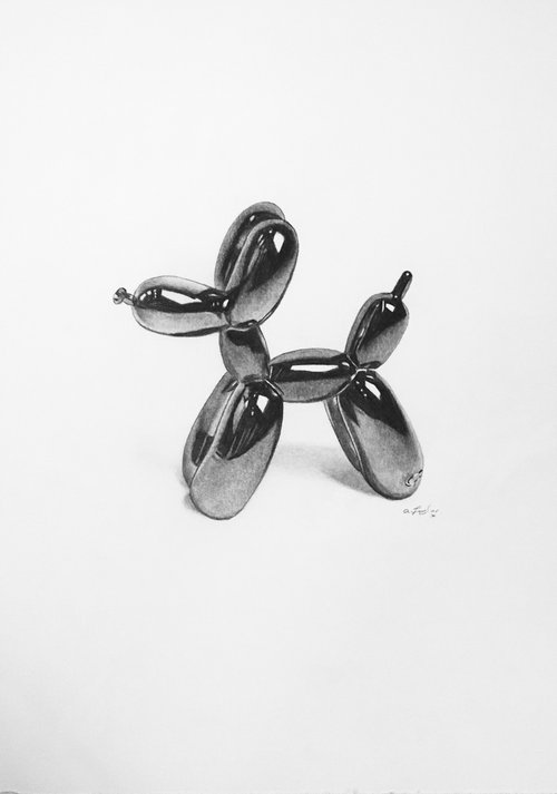 Graphite balloon dog by Amelia Taylor