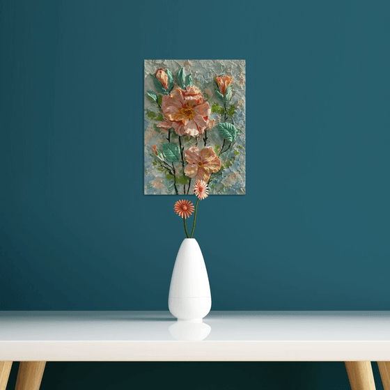 3D Sculptural Floral Relief Art
