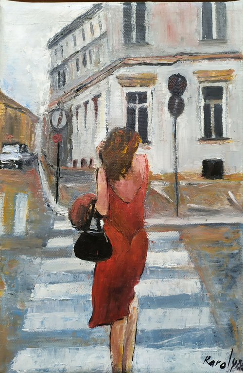 The woman with red dress by Maria Karalyos