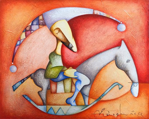 Happy carousel (40x50cm, acrylic/canvas, ready to hang) by Sargis Zakarian