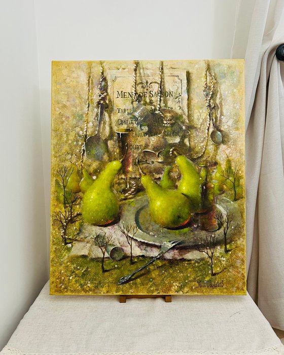 Still Life pear silverware