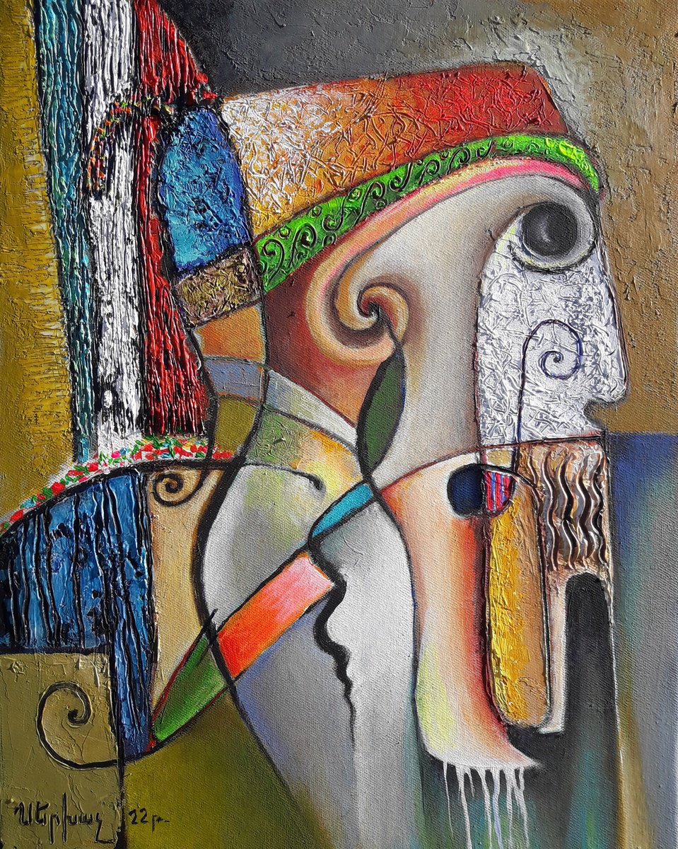 Impressionistic Portrait Painting By Sergey Xachatryan, 16 X 20", Armenian Old King - Argishti, Original Artwork