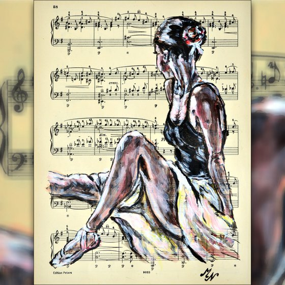 Ballerina XXIII - Vintage Music Page, GIFT idea