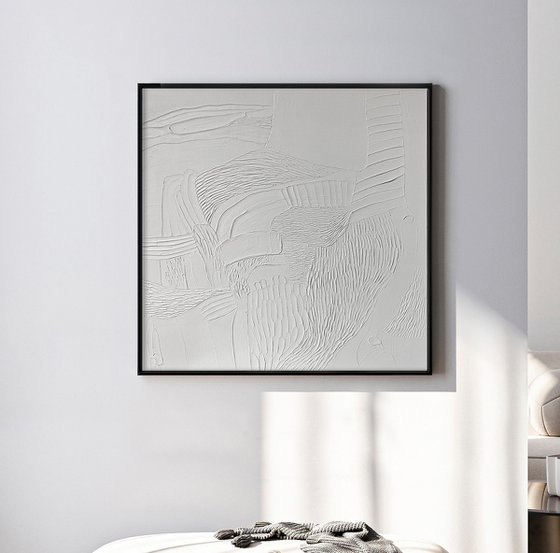 "Nulla 3" Abstract white high textured art