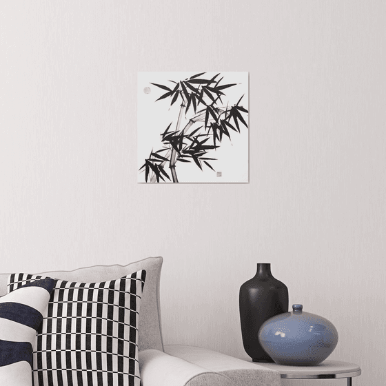 Two Bamboos with a Red Ladybug
