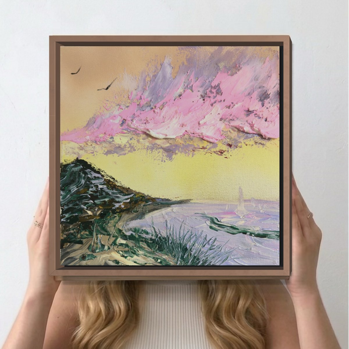  Impasto Rainbow Clouds Sky Lavender Peach By Marie Antuanelle, 12 X 12, Artwork For Sale On Artfinder