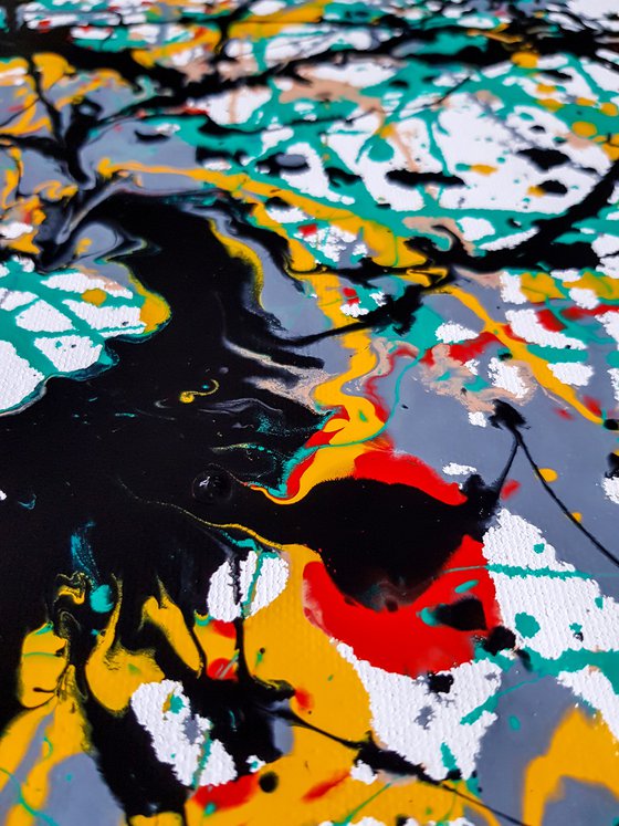 Animo N-4. (W)160x(H)110 cm. Style of JACKSON POLLOCK. Abstract Expressionism Painting