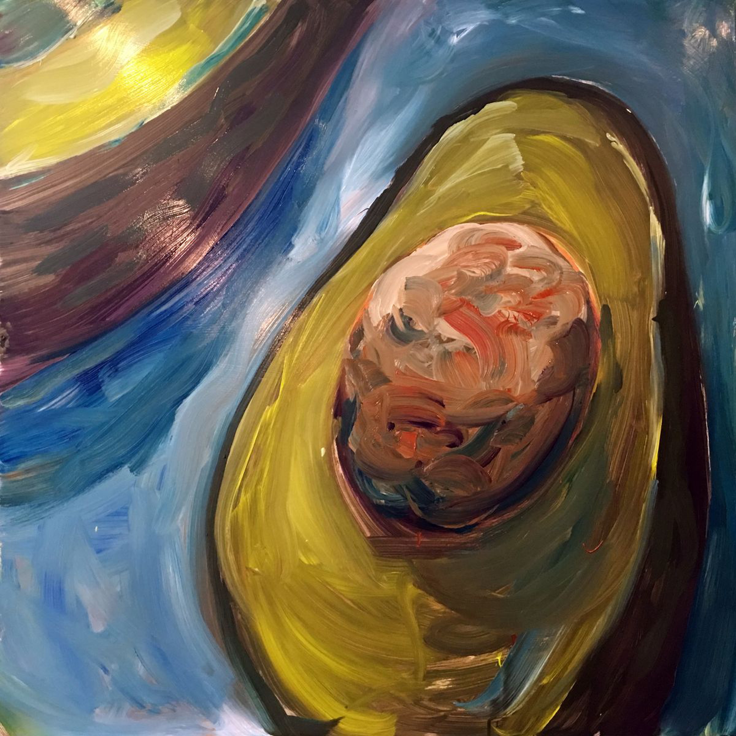 The Avocado Acrylic Painting By Law Blank Artfinder