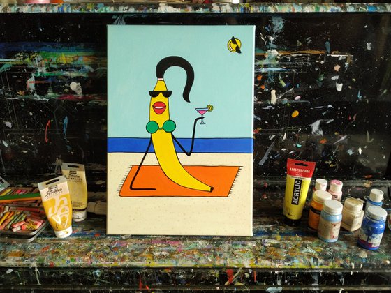 Lady Banana on the beach(canvas)