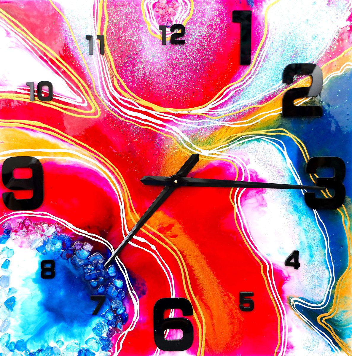 Typographic Abstract Painting By Poovi Art, 30 X 30", Epoxy Resin 3D Wall Art, Original Artwork