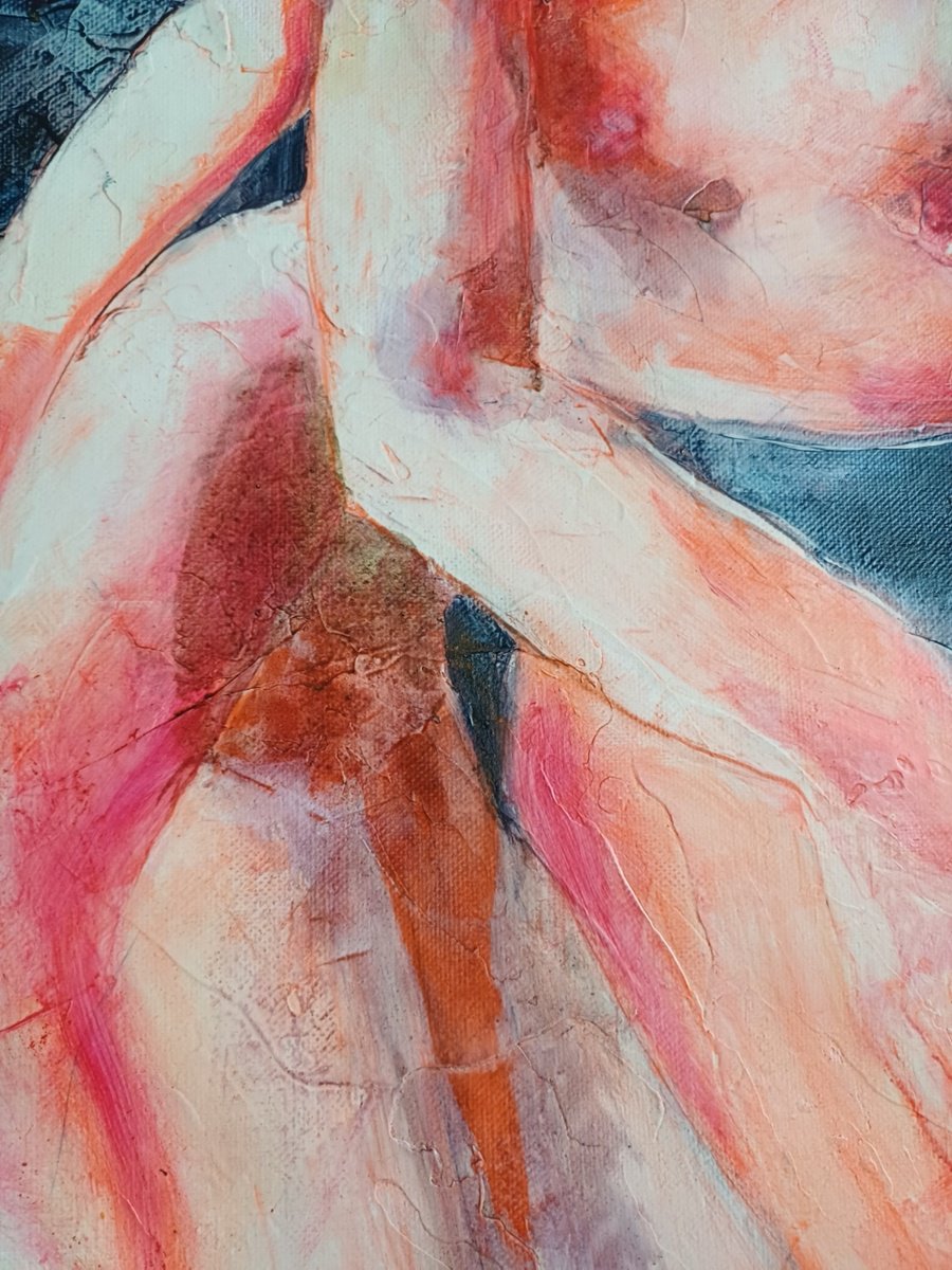 Impressionistic Portrait Oil Painting By Sylvaine Catoire, 32 X 31", Jeux De Plage, Original Artwork