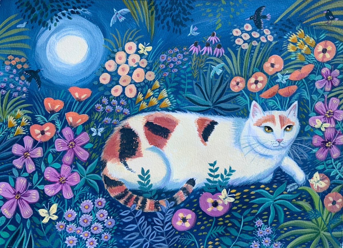 Illustrative Acrylic Painting , Summer Nights By Mary Stubberfield, 15 X 11, Artwork For Sale On Artfinder