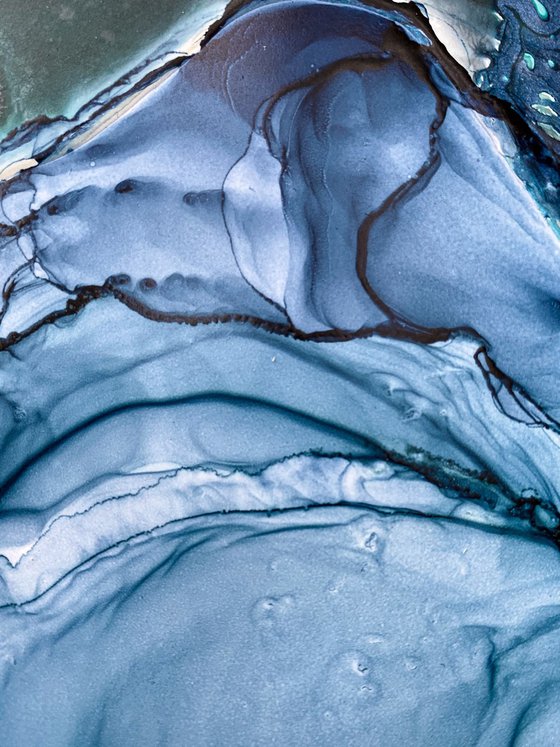 Ocean Ink Abstract Painting