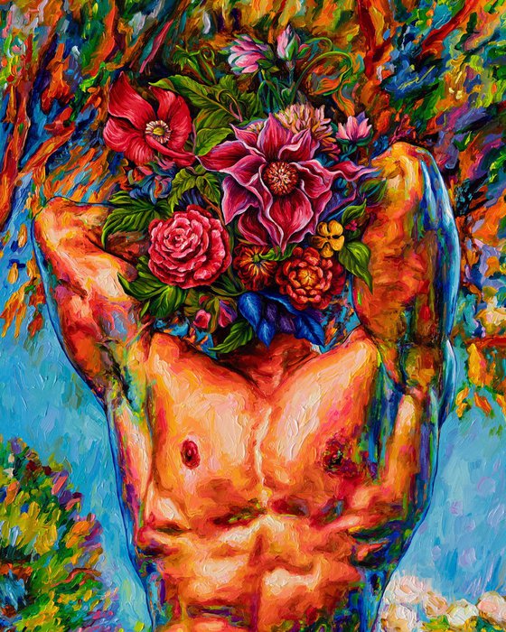 Nude with a Flower Face