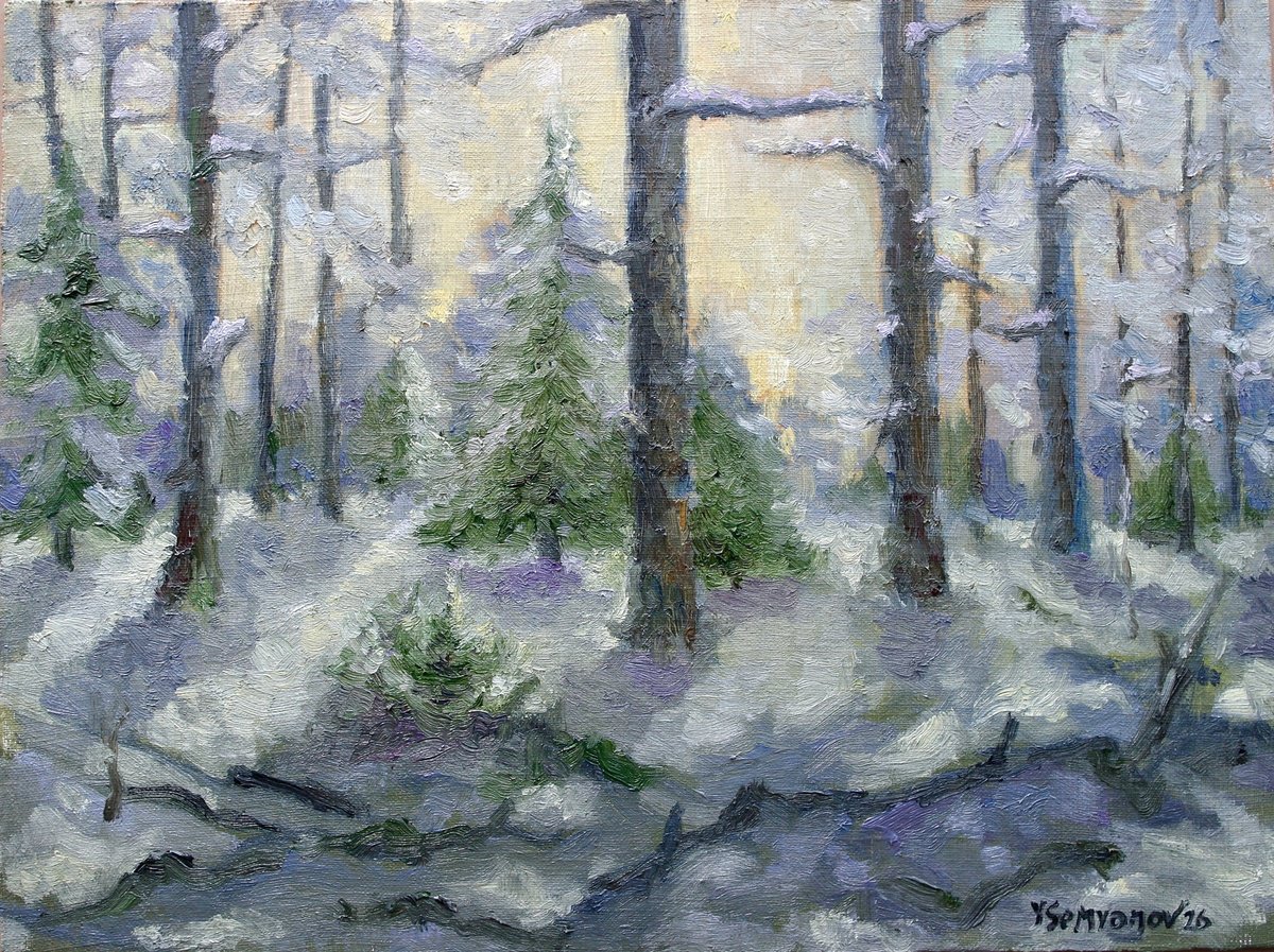 Landscape Winter Day By Juri Semjonov, 16 X 12, Artwork For Sale On Artfinder