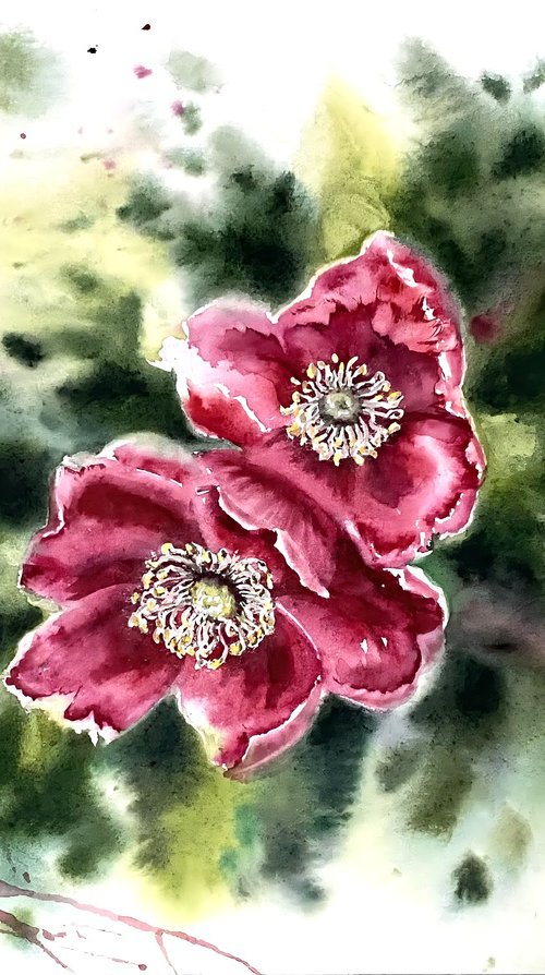 Roses, original watercolour painting by Natalia Butenko