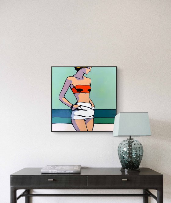 "Woman by the Sea" Original art 16x16in