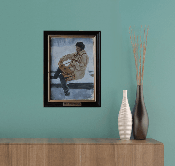 Self-portrait playing the gusli