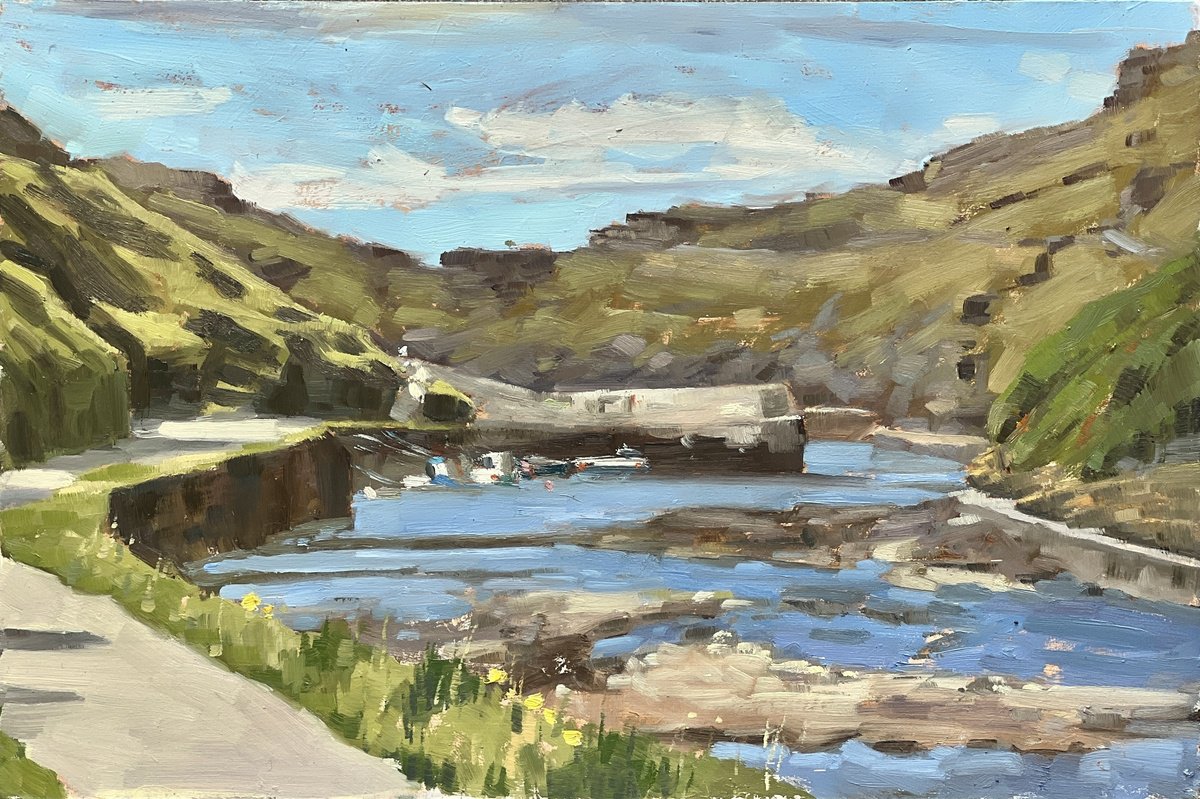 Impressionistic Landscape Oil Painting By Louise Gillard, 12 X 8", Boscastle 16Th August, Original Artwork