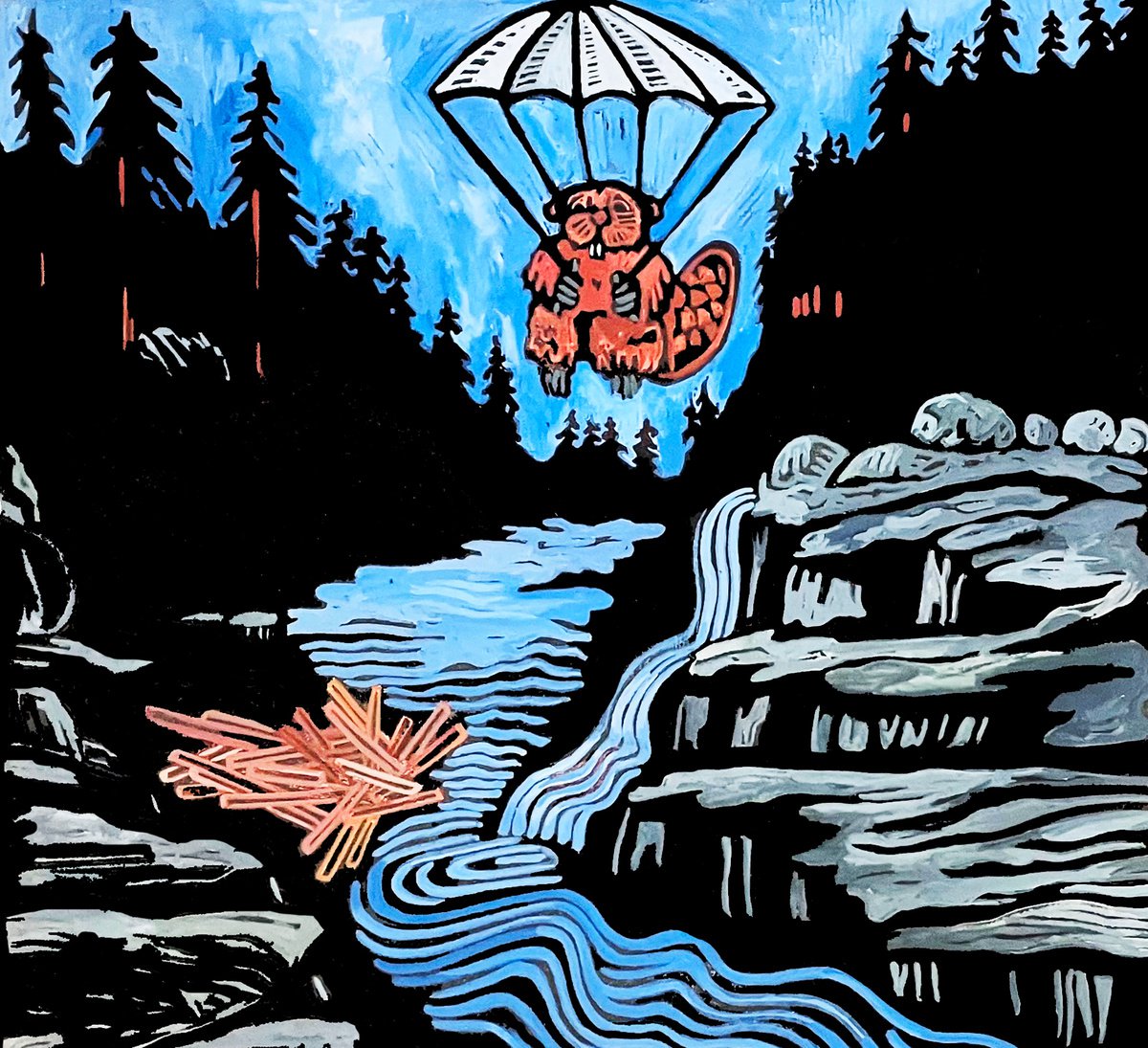 Parachuting Beavers by Laurel Macdonald
