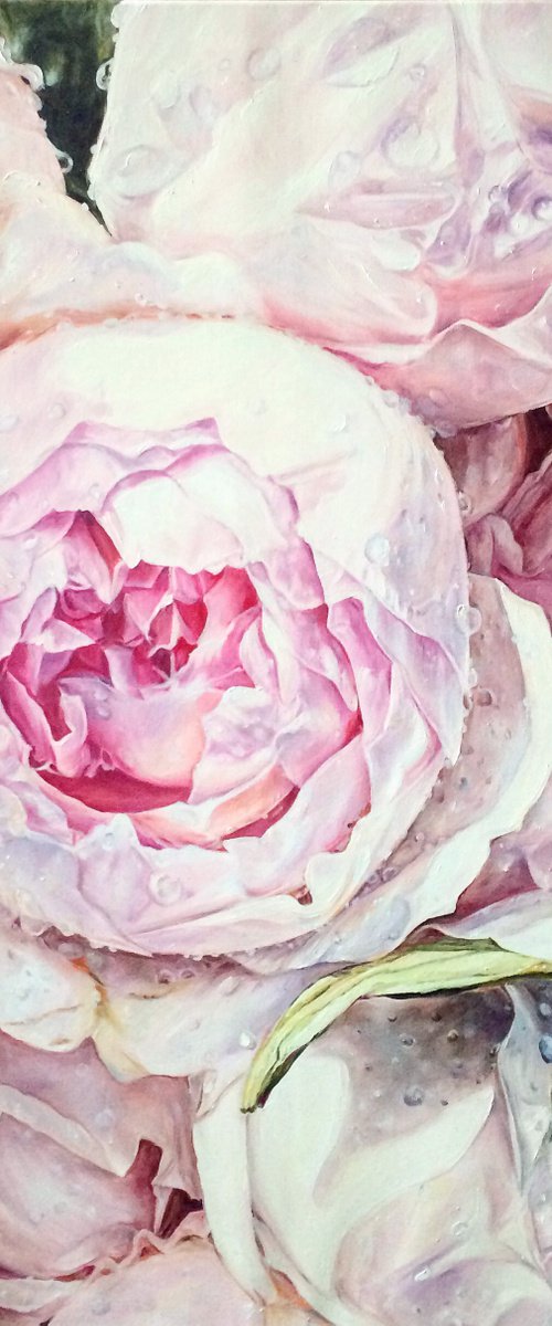 Square original oil painting with flowers 80*80 cm by Ivlieva Irina by Irina Ivlieva