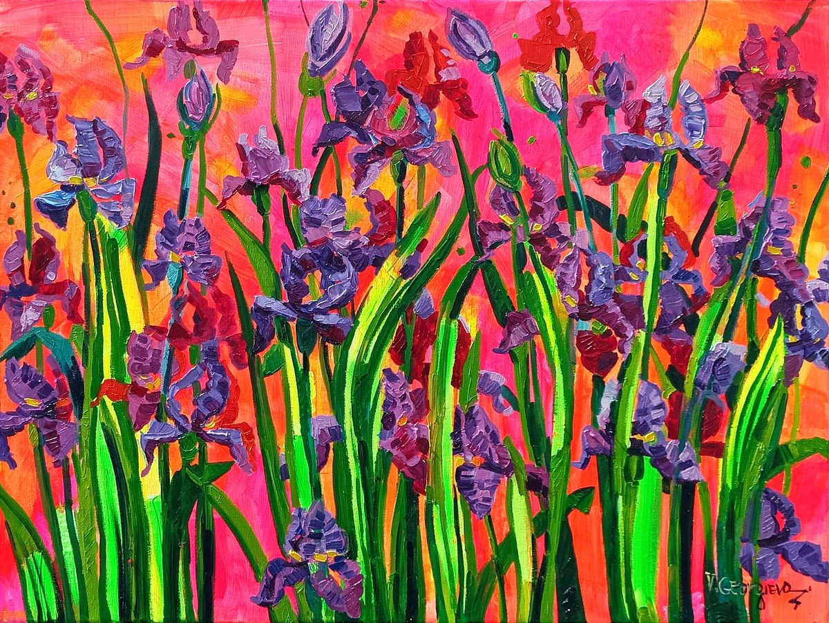 Expressive Botanical Oil Painting By Vanya Georgieva, 31 X 24", Pure Joy 2, Original Artwork