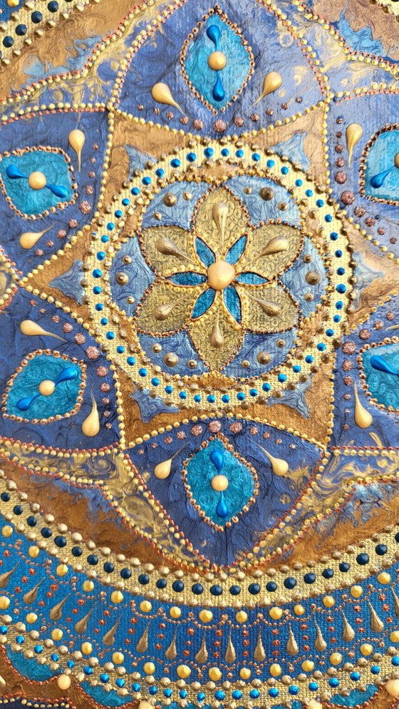 Mandala Painting Blue Gold