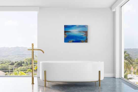 A large original modern semi-abstract seascape painting "Depth of the sea"