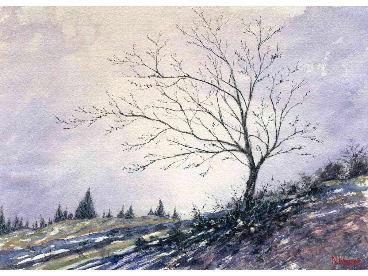 Impressionistic Landscape Watercolour By Neil Wrynne, 15 X 11", Bright Winter Morning, Original Artwork