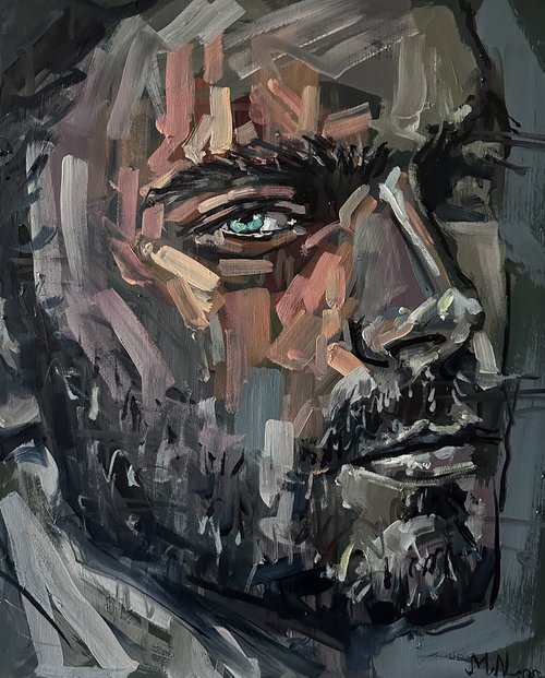 Young man male portrait oil painting by Emmanouil Nanouris