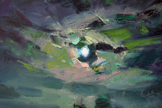 "Full moon in green"