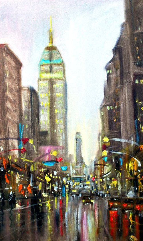 New York city in Rain7, 36x24 in by Vishalandra Dakur