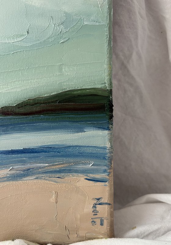 Calm coastal blue shores impasto