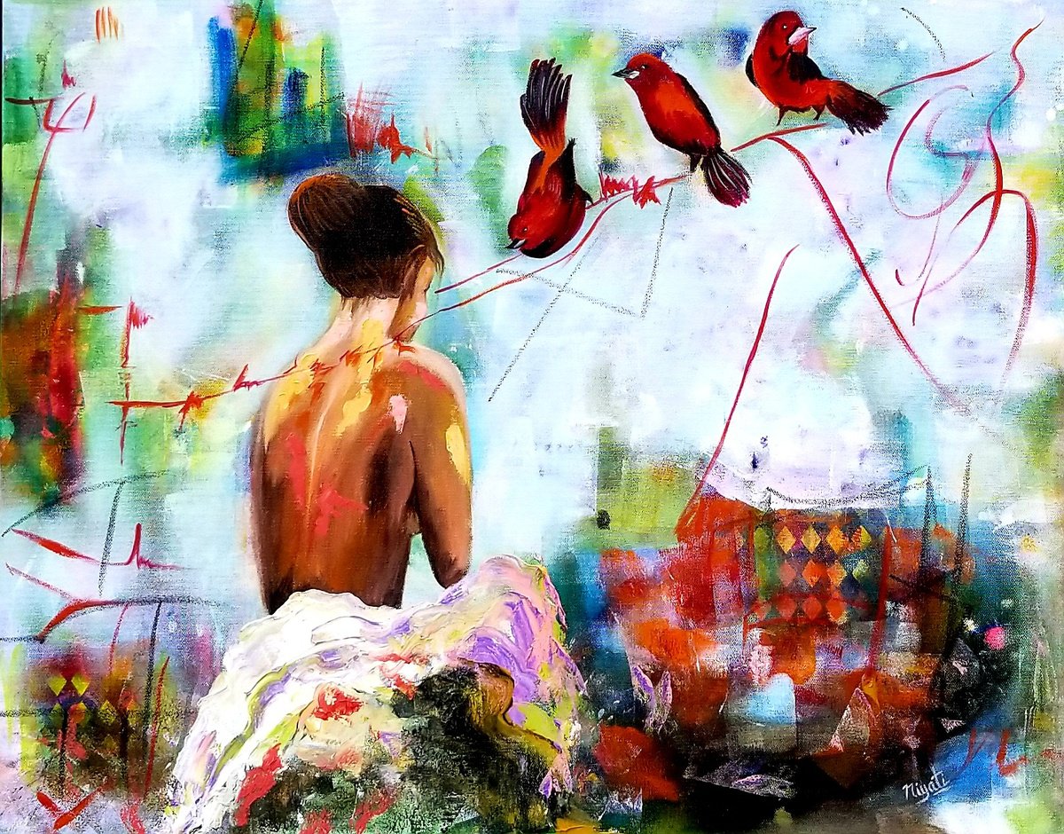 Impressionistic Portrait Oil Painting By Niyati Jiwani, 30 X 24", Philocalist, Original Artwork