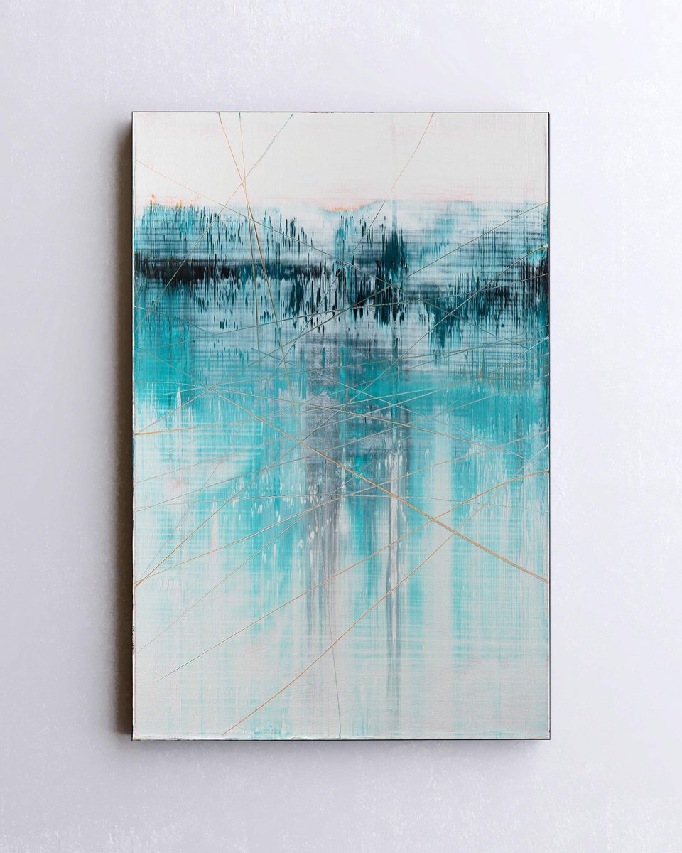 Organic Abstract Acrylic Painting By Nemanja Nikolic, 20 X 30", Vanishing Point, Original Artwork