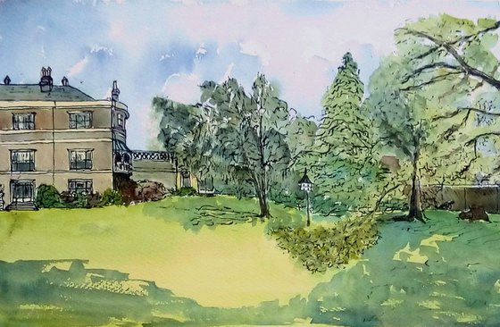 Quex House and Park, Birchington, Kent - An original ink and watercolour painting!