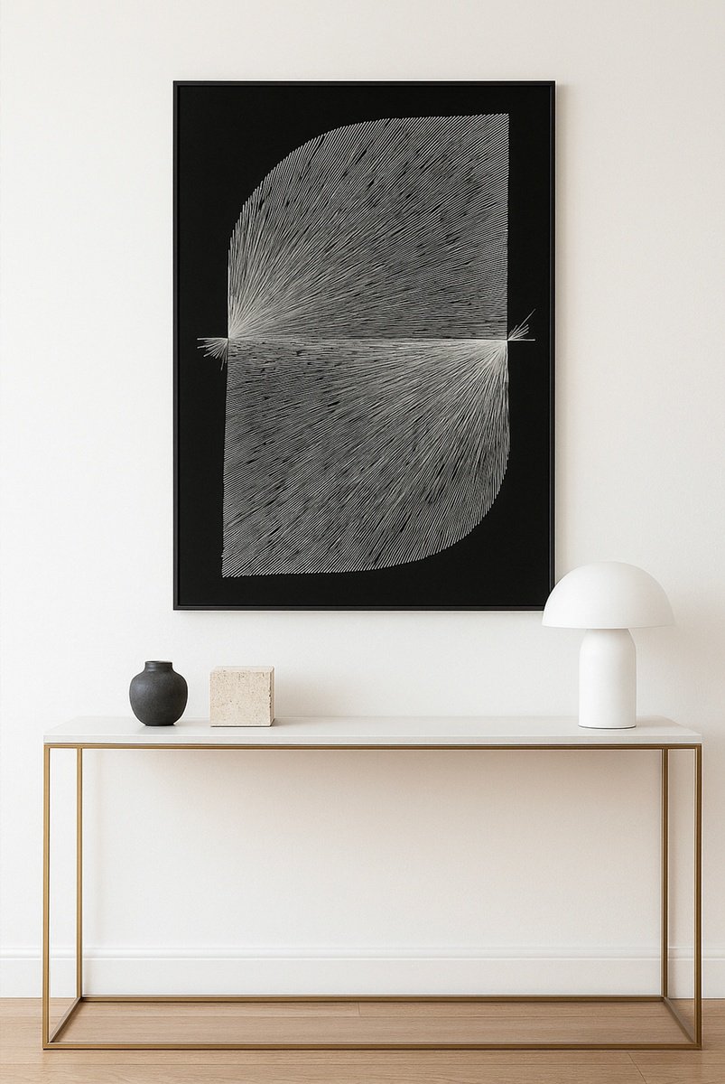 Abstract Ink Drawing By Agata Kycia, 20 X 28, Tipping Point 3, Original Artwork