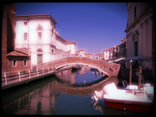 Venice sister town Chioggia in Italy - 60x80x4cm print on canvas 01101m1 READY to HANG by Kuebler