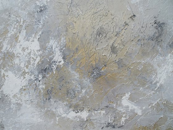 DISTANT MEMORIES. Large Abstract Landscape Neutral Colors Textured Painting Modern Art with Heavy Texture. Abstract White Beige Gray Contemporary Art for Livingroom