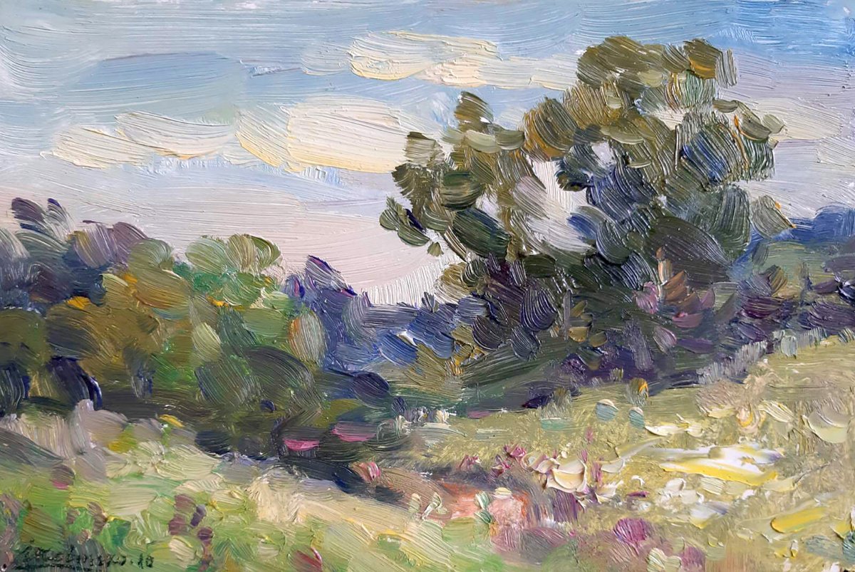 Impressionistic Landscape Oil Painting By Ivan Kovalenko, 10 X 8, Forest Landscape, Original Artwork