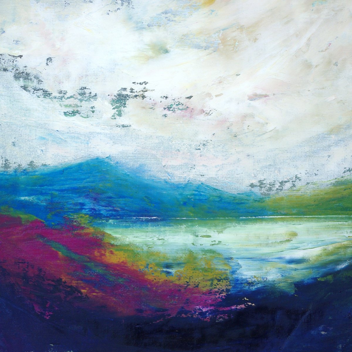 Impressionistic Landscape Acrylic Painting By Oconnart, 10 X 10", Hidden Shores Scotland, Original Artwork