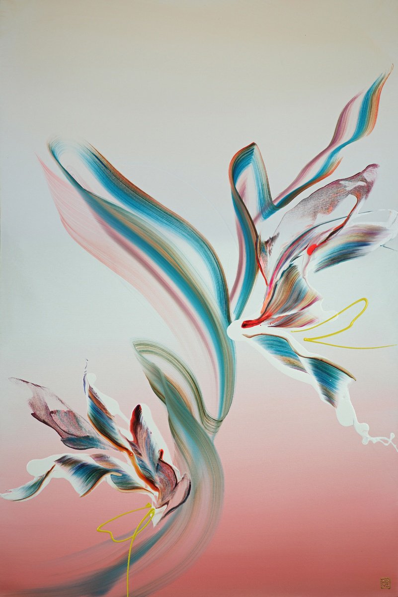 Abstract Acrylic Painting By Novi Lim, 30 X 45", Zephyra, Original Artwork