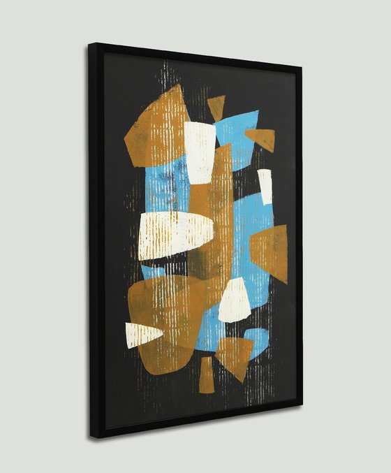 Incl Frame - Fractured Black 3 - Art on paper - A3 - 31x43CM - Ronald Hunter 29S