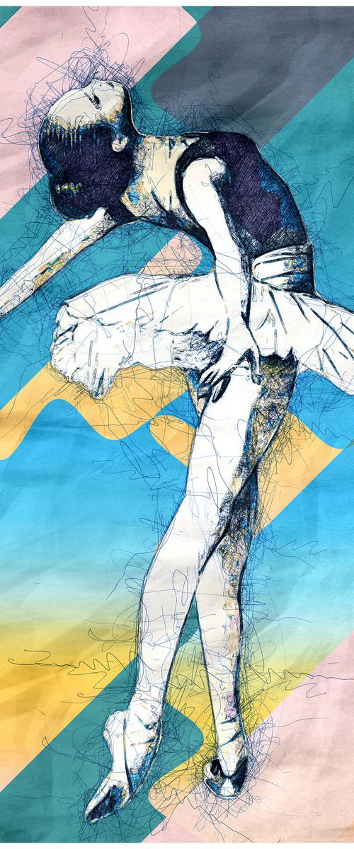 Ballerina In The Sun - Pop Art Modern Poster Stylised Art by Jakub DK - JAKUB D KRZEWNIAK