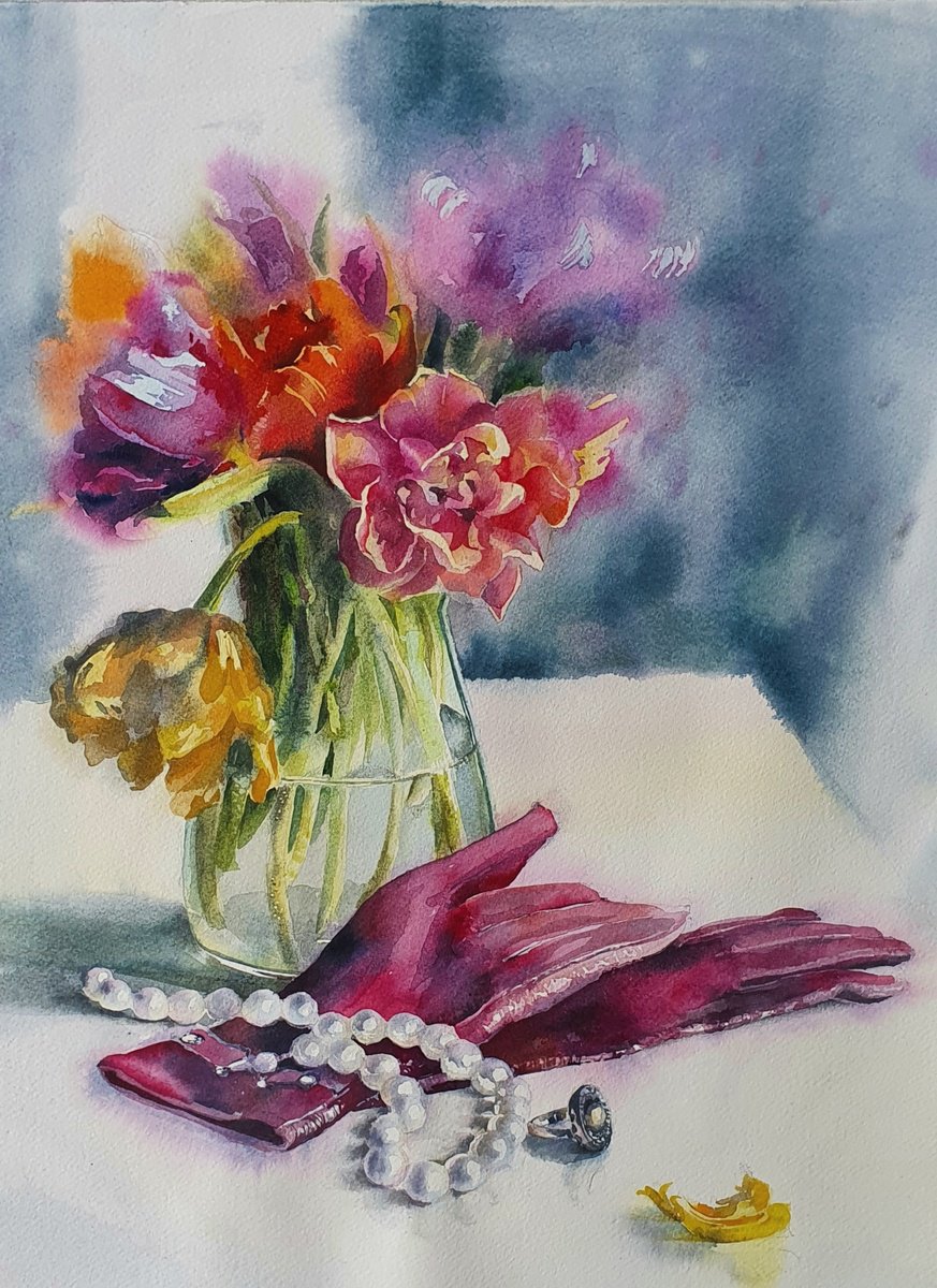 Photorealistic Still Life Watercolour By Sonata Art, 18 X 22", On A Date, Original Artwork