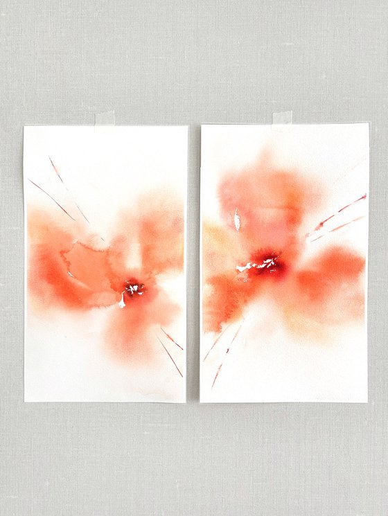 Poppy flowers diptych
