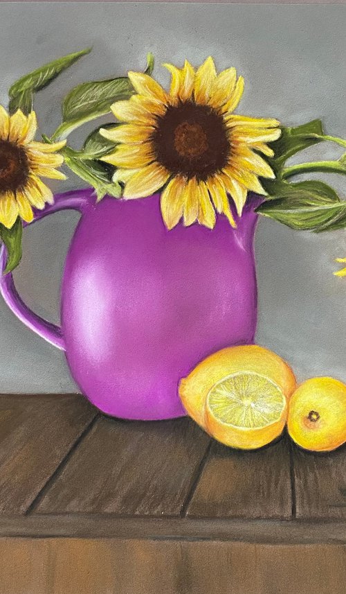 Sunflowers and lemon by Maxine Taylor