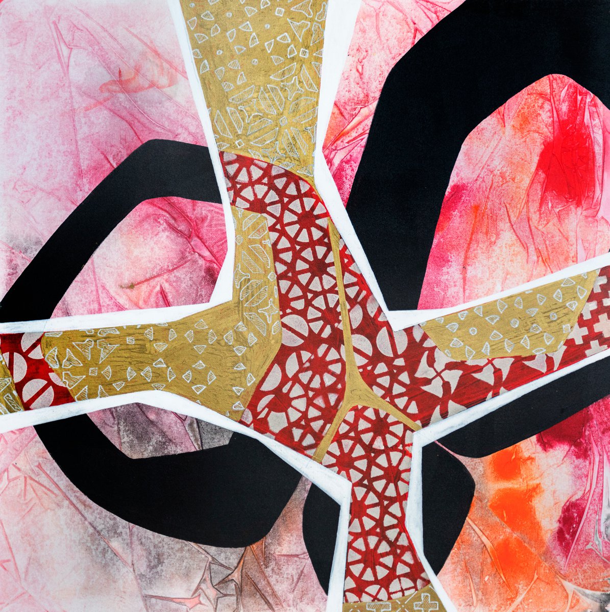 Geometric Abstract Acrylic Painting By Ariadna De Raadt, 16 X 16, Movement Connection 2, Original Artwork