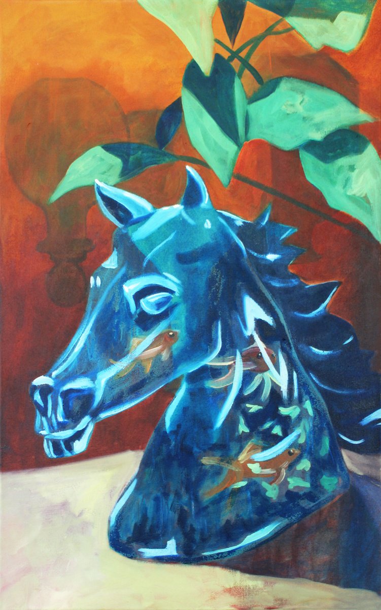 Surrealistic Animal Oil Painting By Ben Stephenson, 17 X 28, Checkmate, Original Artwork